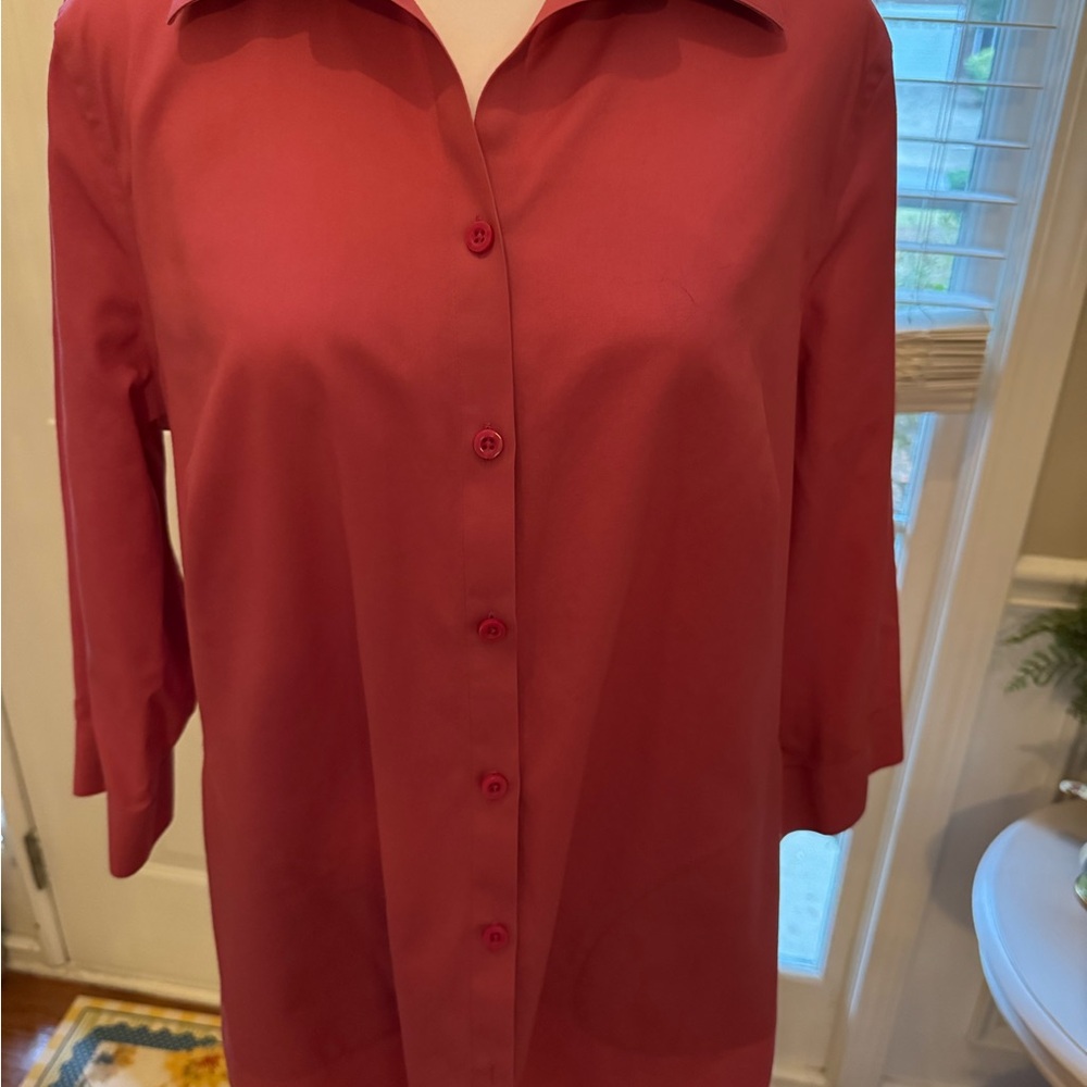 Chico's Vibrant Fuchsia Blouse no iron with stain shield.